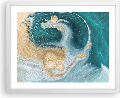 Produktbild von Gerahmtes Poster - Weißer Rahmen - Golden Türkis Hintergrund - 50x40 cm - Wand Bild - Wanddeko - Wandbilder - Kunstposter - Wandposter - Bilderrahmen - Bilder - Kunstdruck - P2WAA50x40-4969