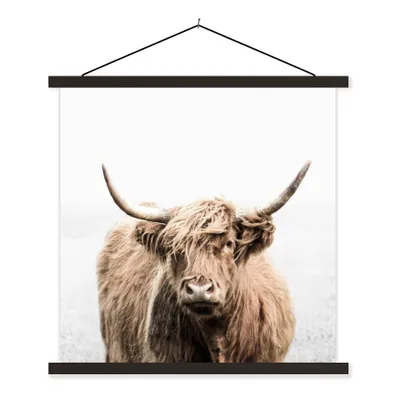 Produktbild von MuchoWow® Textilposter Porträt Schottischer Highlander - Tiere 40x40 cm mit schwarzem Rahmen - Fotos