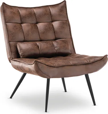 Produktbild von MCombo moderner Sessel Relaxsessel für Wohnzimmer, mit Taillenkissen, Retro Vintage Lesesessel Loungesessel Stuhl Polstersessel, 4779-1 (ohne Hocker, Braun-Mikrofaser)