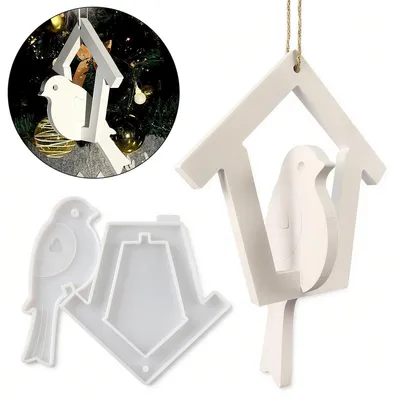 Produktbild von Silikonform Vogel Häuser, GießForm Vogel Klein, Betonformen GießForm Garten, Silikonformen Giessformen Vogel Haus, Silikonform Frühling, 18,5x15,3cm