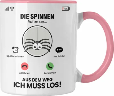 Produktbild von Trendation - Die Spinnen Rufen An Tasse Geschenk für Spinnen Züchter Besitzer Geschenkidee Lustig Spruch (Rosa)
