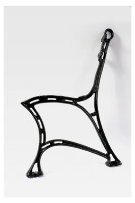 Produktbild von Gusseiserne Bankfüße Schwarz - 2 Stück, mit Rückenlehne - 51 x 36 x 75 cm, für 6 Holzbankbretter - für Gartenbänke, Seitenteil