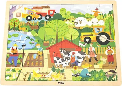 Produktbild von Kinder-Holzpuzzle Viga Farm 48 Teile