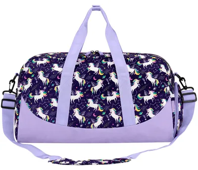Duffel Bag für Kinder, Einhorn-Lila, 30x15x15 cm