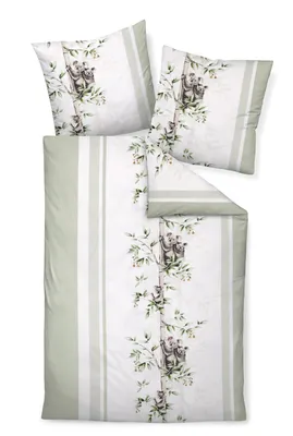 Produktbild von Janine Design Feinbiber Bettwäsche-Garnitur Design DAVOS 65116 Farbe eukalyptus taupegrau-06 Größe 155x200 + 80x80 cm