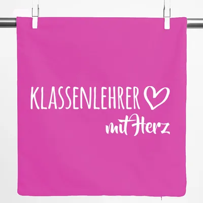 Produktbild von Huuraa Kissenbezug Klassenlehrer mit Herz 40x40cm Fuchsia Baumwolle Dekokissenbezug Geschenkidee