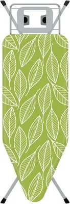 Produktbild von STANEW Bügeltisch 120 x 45 cm, klappbares Bügelbrett, Anti-Knick-System, höhenverstellbar, mit Bezug aus 100 % Baumwolle, Grünes Blatt