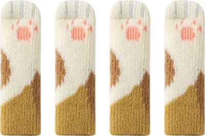 Produktbild von 4 Stück Stuhlbeinschoner, geräuschreduzierende Stuhlmöbelsocken, rutschfeste Stuhlbeinsocken mit Katzenpfotenmuster, Tischbeinschutzsocken, Bodenschutz