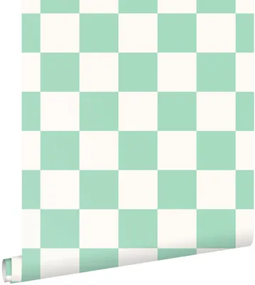 Produktbild von ESTAhome Tapete Karomuster Mintgrün und Weiß 53 cm x 10.05 m
