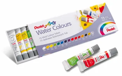 Immagine prodotto di Colori ad acquerello Pentel in tubetto, 15 colori, 5 ml, WFRS-15