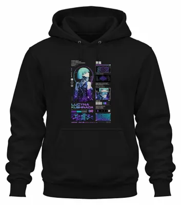 Productafbeelding van Lucyna Kushinada Cyberpunk Anime Japan Y2K Edgerunners Hoodie, zwart, maat S