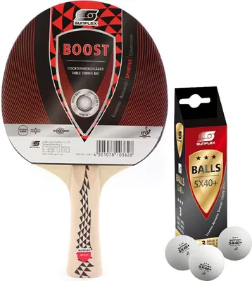 Produktbild von Sunflex 1x Tischtennisschläger Boost + 3x SX+ Tischtennisbälle