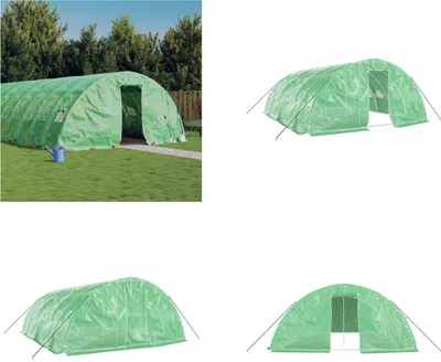 Productafbeelding van vidaXL Kas met stalen frame, groen, 30 m², 6x5x2,3 m - Kas - Kassen - Polytonnel - Inloopkas