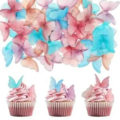 Obrázok produktu pre Jedlé motýliky na ozdobu – sada 48 kusov – vhodné na torty a cupcakes – na pečenie, oslavy a dekoráciu