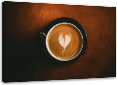 Produktbild von Leinwandbild tasse kaffee 60x40 cm Feeby braun wandbild bereit zum aufhängen