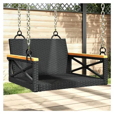 Produktbild von Hängesessel Schwarz 63x62x40 cm Poly Rattan, Hängekorb Sessel für Outdoor und Indoor