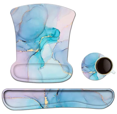 Image de Tapis de souris avec repose-poignet, tapis de souris ergonomique en gel avec base antidérapante - pour ordinateur, bureau à domicile, soulagement de la douleur (9090)