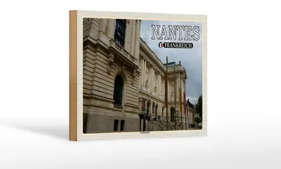 Produktbild von Holzschild Reise 18x12 cm Nantes Frankreich Kunstmuseum Dekoration