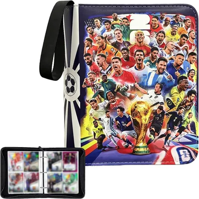 Produktbild von Fussball Karten Sammelalbum, 400 Fußball SammelKarten Album mit Reißverschluss,Griff und 50 Herausnehmbaren Seiten,Karten Kapazität Fußball