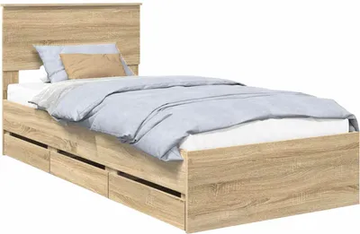 Image de vidaXL Cadre de lit en chêne Sonoma 100 x 200 cm Bois d'ingénierie