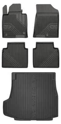 Productafbeelding van Rubberen automatten + kofferbakmat voor Kia Optima IV 2015-2020 (stationwagen) – 5-delig, zwart, op maat – Wielganizator