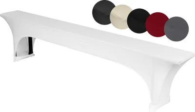 Produktbild von TexDeko Stretch Bierbankhussen für Bierzeltgarnitur 220cm (nur Bank) Husse für Bierbank strapazierfähig bügelfrei (Weiß)