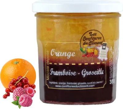 Produktbild von Les Confitures du Climont Bicolore Konfitüre 350g – Himbeer, Johannisbeer & Orangen