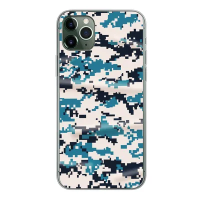 Produktbild von MuchoWow® Handyhülle Schutzhülle Hülle für iPhone 11 Pro Max Blaues und weißes Camouflage-Muster Silikon Softcase Handy Hülle - Schutz