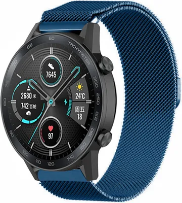 Produktbild von Strap-it Milanese - Kompatibel mit Honor Magic Watch 2 Armband 46mm Ersatzarmband Edelstahl Smartwatch Hochwertiges Material Magnetische verschluss für Armband Blau