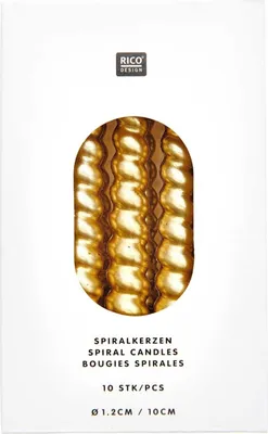 Produktbild von Spiralkerzen, Gold, 10 Stk, Ø 1,2 cm x 10 cm hoch