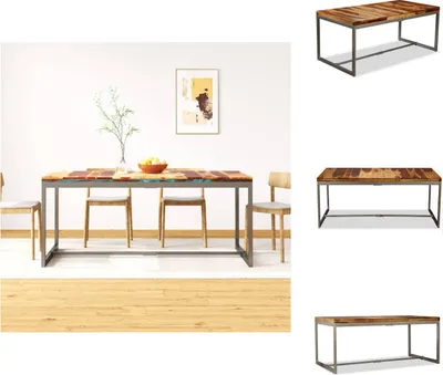 Image de vidaXL Table de salle à manger en bois massif et acier 180 cm - Tables de salle à manger