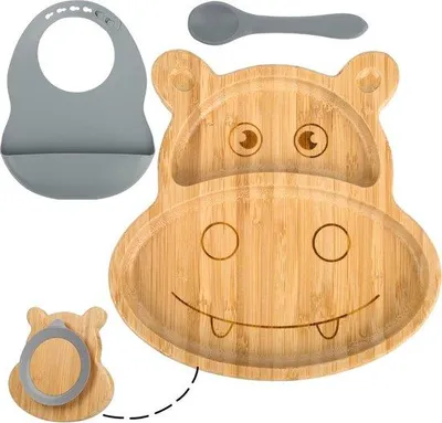 Immagine prodotto di Set da pranzo per neonati in bambù da 9 pezzi con tettarella senza BPA, succhiatore per frutta e confezione regalo