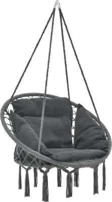 Produktbild von Hängesessel mit Kissen Hängesitz Indoor Outdoor Hängestuhl bis 150 kg Dunkelgrau