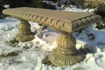 Produktbild von Casa Padrino Jugendstil Gartenbank Beige 140 x 38 x H. 48 cm - Garten & Terrassen Sitzbank mit wunderschönen Verzierungen - Jugendstil Garten & Terrassen Möbel