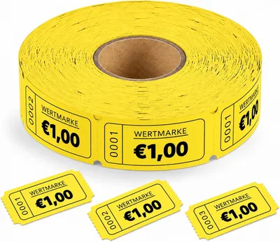 Productafbeelding van Consumptiemunten op rol - 1000 stuks - Waarde 1 euro - Geperforeerd - Voor festival en horeca