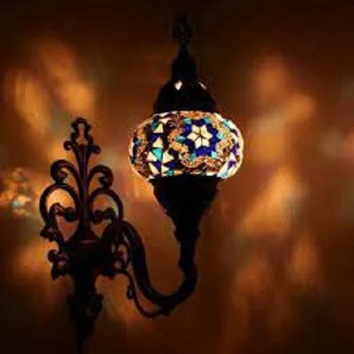 Immagine prodotto di Lampada da parete orientale – Lampada a mosaico realizzata a mano in Turchia – Ø 15 cm, altezza 28 cm, E14 LED