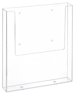 Produktbild von DIN A4 Wandprospekthalter im Hochformat aus Acrylglas / Wandmontage / Bohrlöcher / Zeigis®