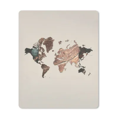 Produktbild von MuchoWow® Mauspad Mousepad Weltkarte - Holz - Braun 30x40 cm - Mousepads - Maus Mat - Pad - Mausunterlage - Mausmatten