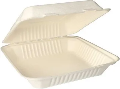 Produktbild von Papstar Menüboxen, Zuckerrohr "pure" ungeteilt 8,5 cm x 24,5 cm x 24,5 cm weiß,  5 x 25 Stück