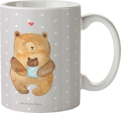 Produktbild von Mr. & Mrs. Panda Kindertasse Bär Baby - Grau Pastell - Geschenk, Nichte, Kinderbecher, Mehrwegbecher, Geburtstag, Pott, Teddy, Neffe, Kunststoffbecher, Mutter, Taufe