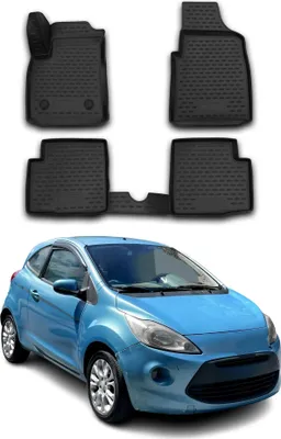 Set Di 2 Tappetini In Gomma Anteriori Per Ford Fiesta IV (1995-2003), A Forma Di Vasca, Antiscivolo, Impermeabili