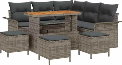 Immagine prodotto di vidaXL Set di divani da giardino, 9 pezzi, 8 posti, grigio