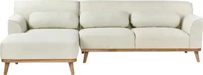 Produktbild von BELIANI Ecksofa Cremeweiß Stoffbezug L-förmig 3-Sitzer Sofa mit Chaiselongue Rechtsseitig Wohnzimmermöbel Modern Wohnzimmer Ausstattung Wohnecke