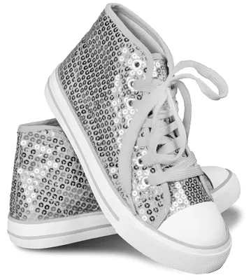 Produktbild von Pailletten Sneaker High Top in 17 Farben für Party, Festival & Kostüm | Silber, 44