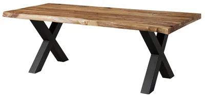 Immagine prodotto di MASSIVMOEBEL24 | FREEFORM 5 tavolo da pranzo in legno di sheesham - sabbiato natur / gambe in ferro X antracite matt 220x100