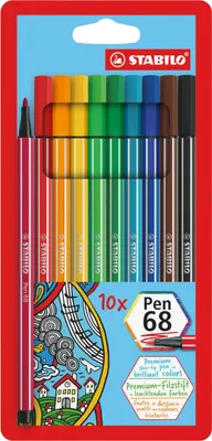 Obrázok produktu pre Prémiové fixky - STABILO Pen 68 - balenie 10 kusov - s 10 rôznymi farbami