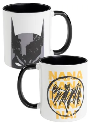 Produktbild von DC Comics Batman Tasse - NANANA Kaffeetasse Becher Kaffeebecher aus Keramik Schwarz/Weiß 320 ml