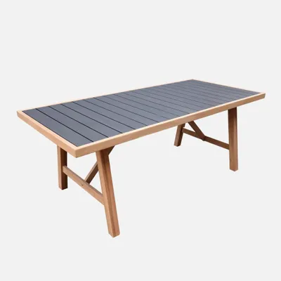 Produktbild von sweeek - Gartentisch aus Akazienholz und Aluminium für 8 Personen - Anthrazit