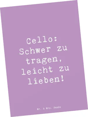 Produktbild von Mr. & Mrs. Panda Postkarte Spruch Cello Liebe - Lavendeltraum - Geschenk, Musik, Orchester, Musiker, Musikinstrument, Streichinstrument, Grußkarte, Lernen, Instrument