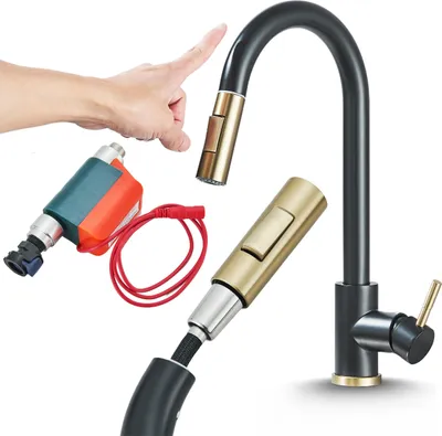 Produktbild von 2-Wege Küchenarmatur Totto, Modern-design, 360° schwenkbar, herausziehbare Brause, Einzelauslauf, Keramikkartusche Schwarz Gold